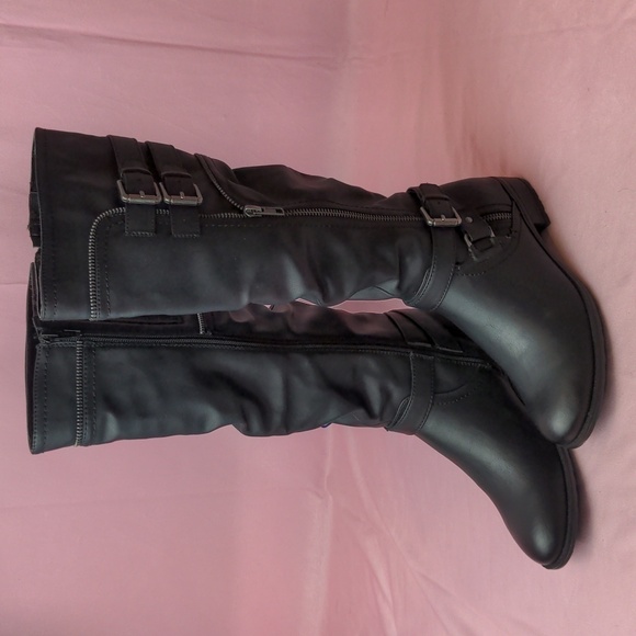 White Mountain Remi Black Decorative Zipper Tall Boots size 6 - Picture 1 of 8
